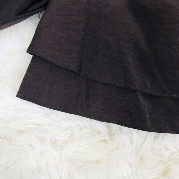 GIANNI BINI Brown Cropped Peasant Blouse Top Puff Sleeve Square Neck Small New - Picture 8 of 11